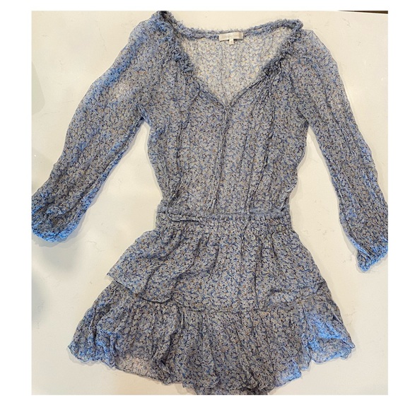 LoveShackFancy Popover Dress Blue Floral - Picture 13 of 14